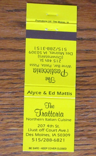 Des moines iowa - moines,, matchbook